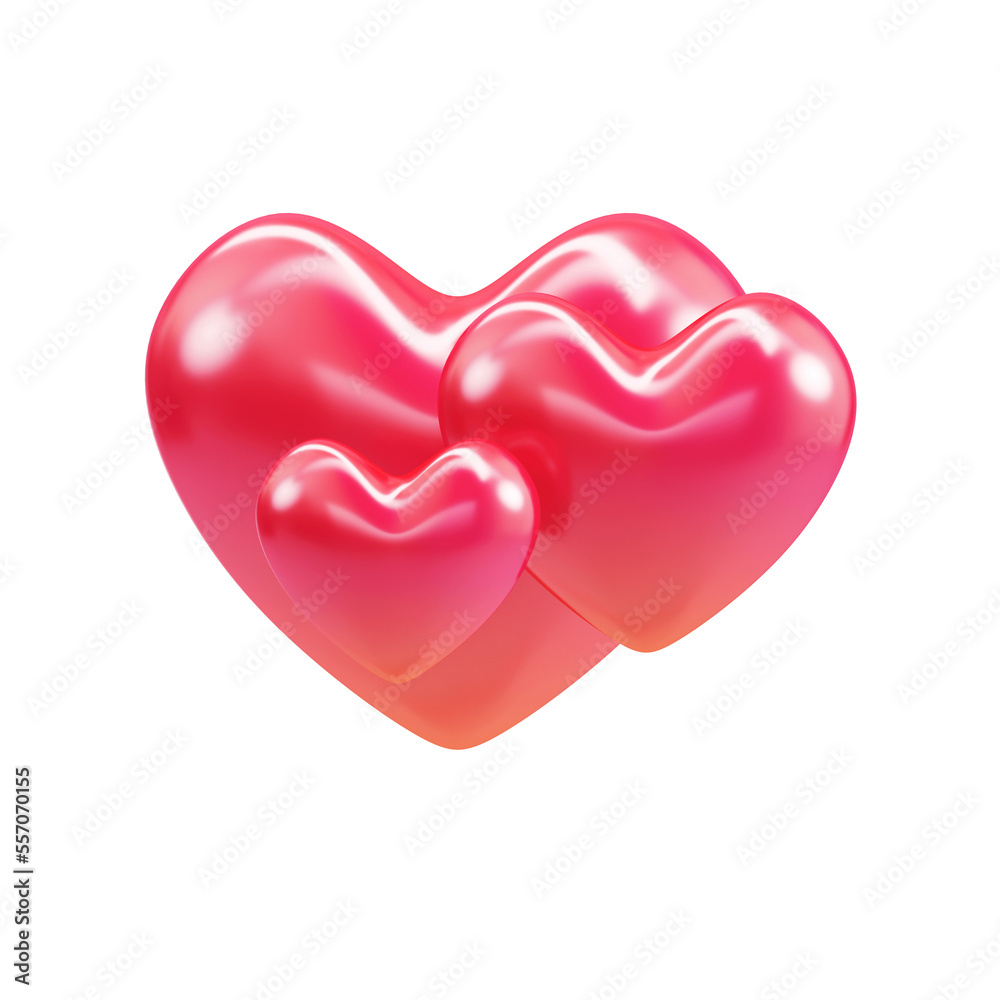 Red glossy heart shape isolated on background