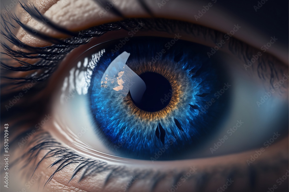 blue eye closeup illustration, hazel center