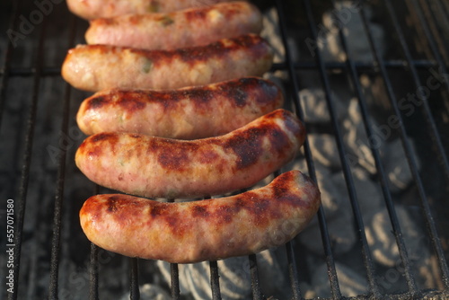 sausages on the grill