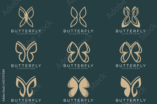 golden butterfly logo conceptual simple icon. Logos. Vector illustration © irfan