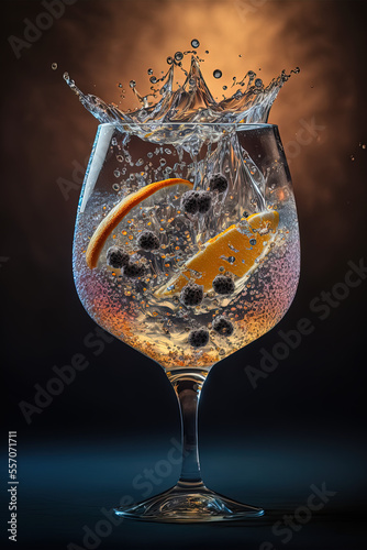 Splashing Gin-based cocktail