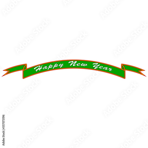 Happy New Year green ribbon banner