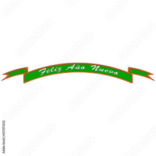 Feliz Año Nuevo green ribbon banner 