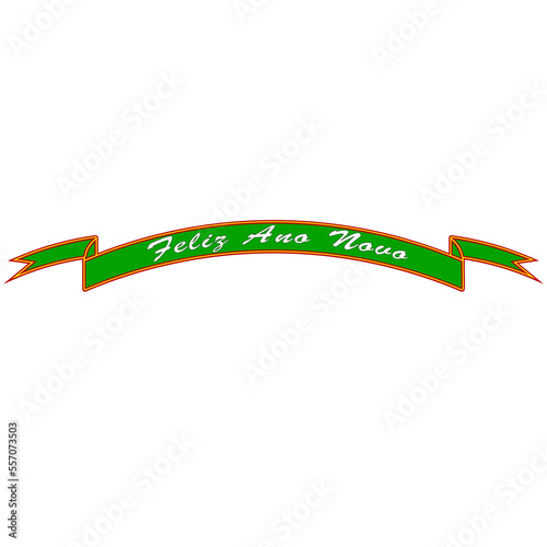 Feliz Ano Novo green ribbon banner