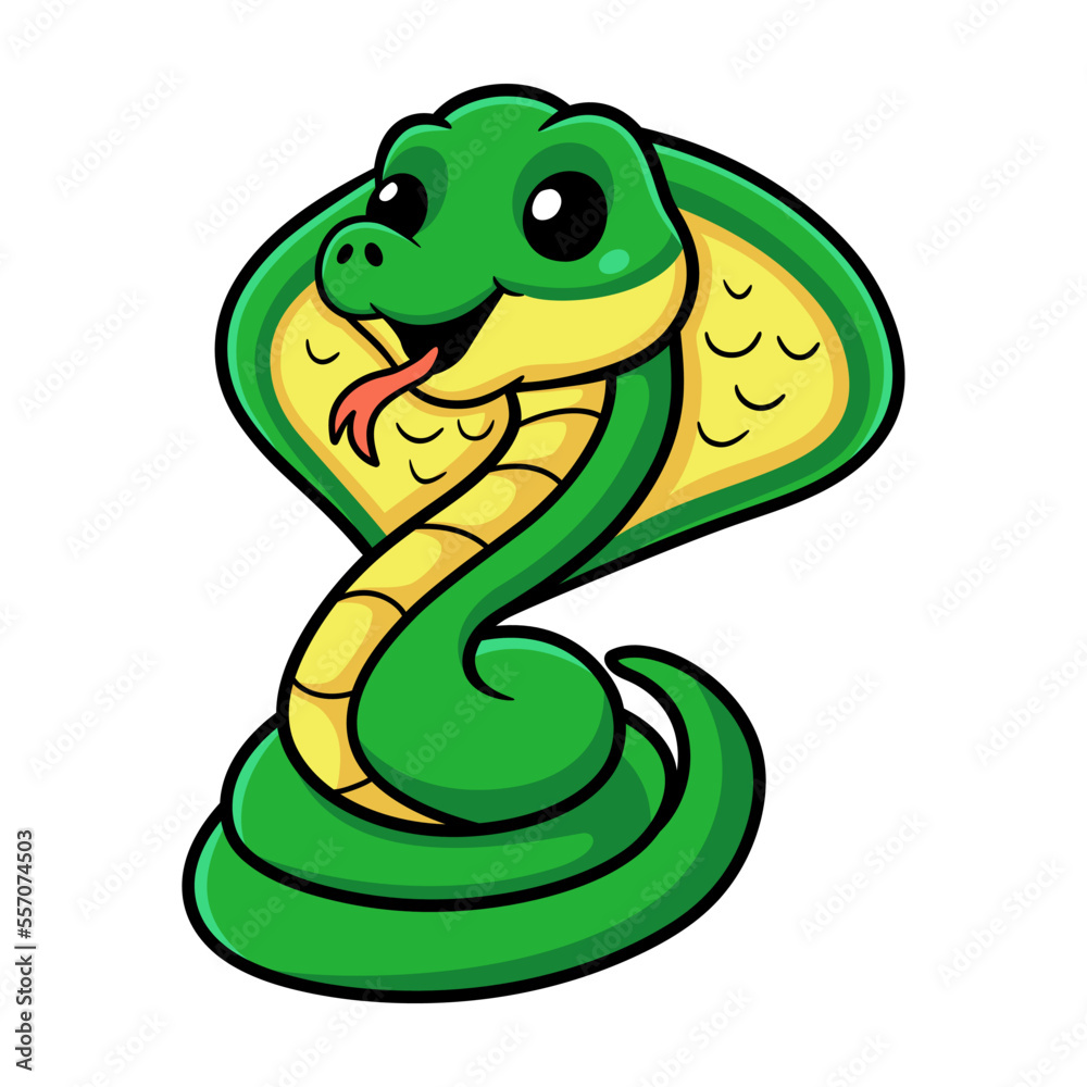 Fototapeta premium Cute little cobra snake cartoon