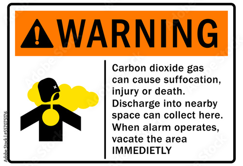 Fire hazard carbon dioxide co2 warning sign carbon dioxide can cause suffocation, injury or death photo