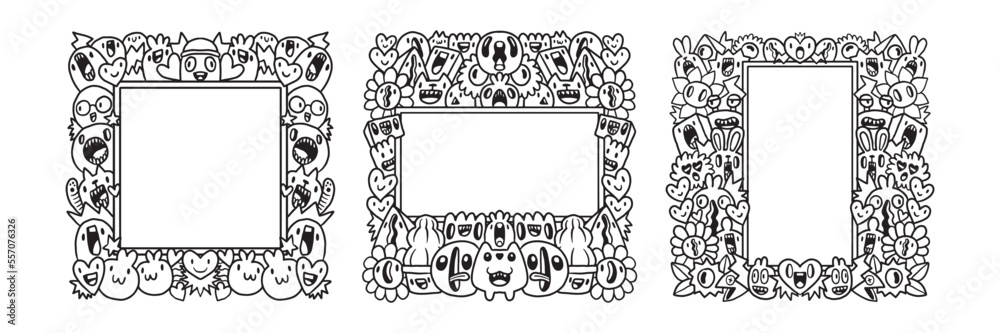 Hand drawn Abstrack doodle art frame Collection Hand drawn Abstrack doodle art frame Collection