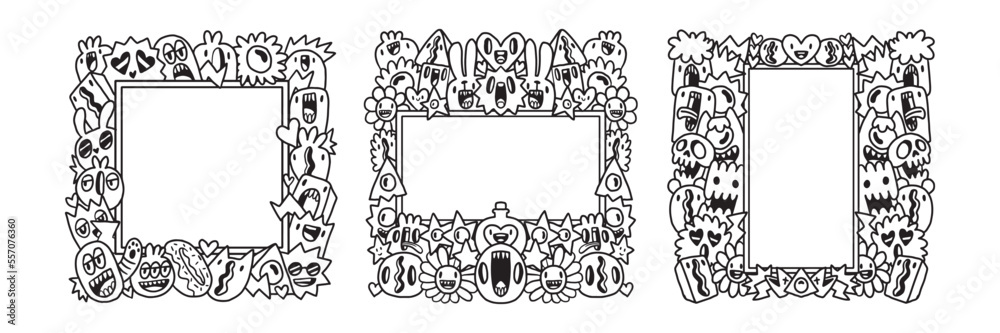 Hand drawn Abstrack doodle art frame Collection