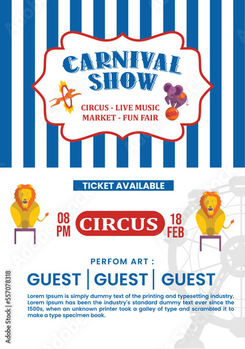 Carnival party poster template in flat design