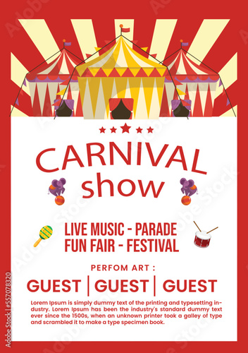 Carnival party poster template in flat design