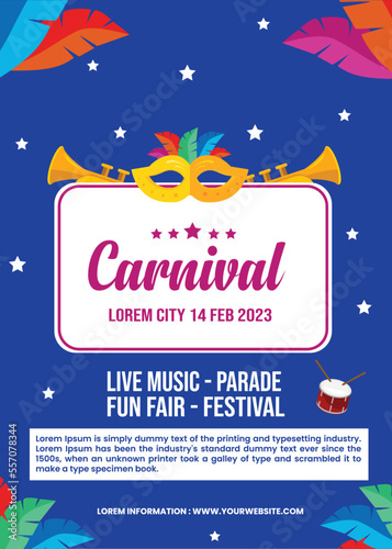 Carnival party poster template in flat design