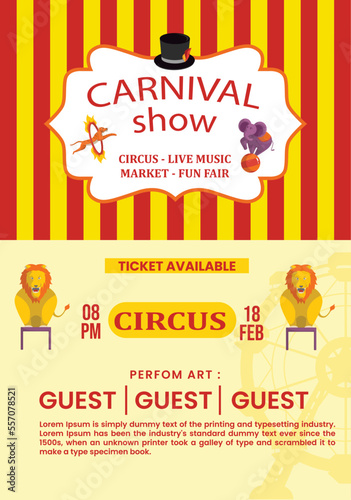 Carnival party poster template in flat design