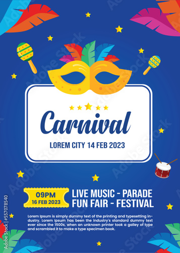 Carnival party poster template in flat design