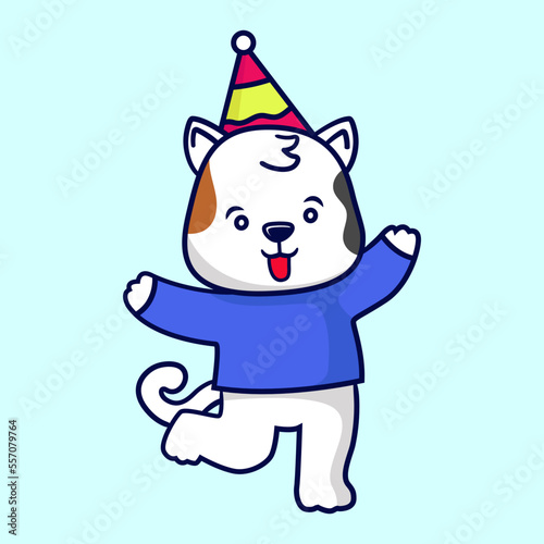 Cute cat with vestige party celebration theme. Suitable for the new year, birthday, or other party invitation cards or banners. © Guavanaboy
