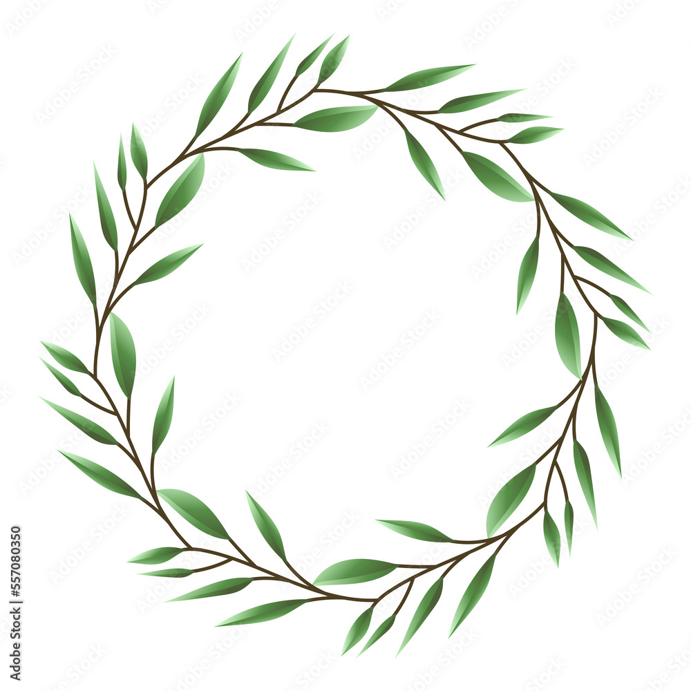 Wreath green leaf frame, Flat Modern design , illustration