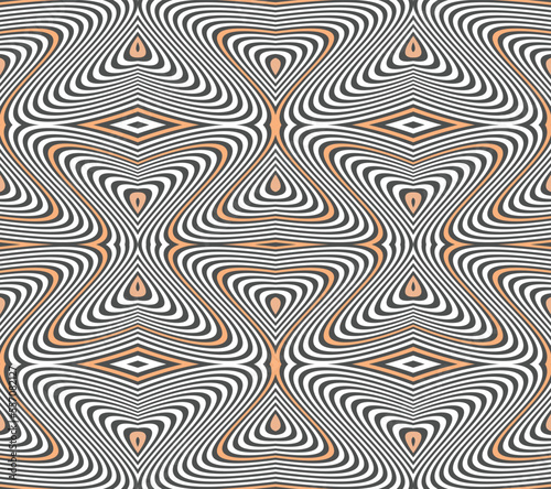 ABSTRACT OPTICAL ILLUSION. GEOMETRIC WAVY LINE BACKGROUND VECTOR
