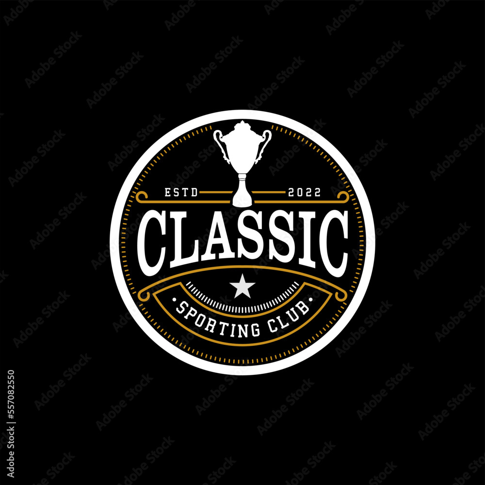 vintage rounded trophy champion label vector design