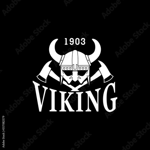 Vintage Viking Helmet Illustration With Crossed Axe Vector Design Inspiration