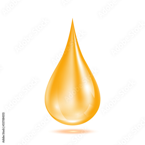 Vitamins collagen serum water drop orange isolated on white background. For ads beauty skin care cosmetics. Medical concepts. 3D Realistic Vector.
