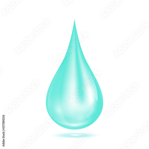 Vitamins collagen serum water drop blue isolated on white background. For ads beauty skin care cosmetics. Medical concepts. 3D Realistic Vector.