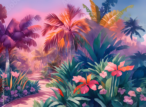 tropical botanical garden illustration 1