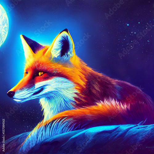 cute animal little pretty red fox portrait from a splash of watercolor illustration © hocine
