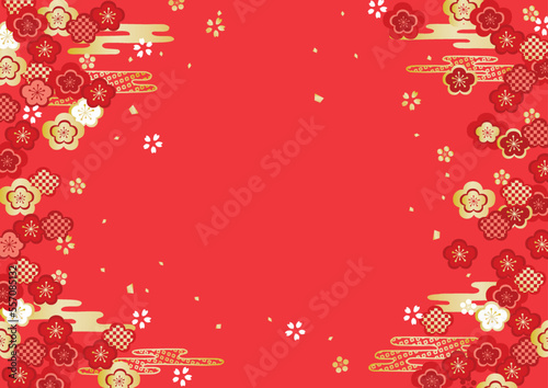 梅の和柄　背景イラスト.