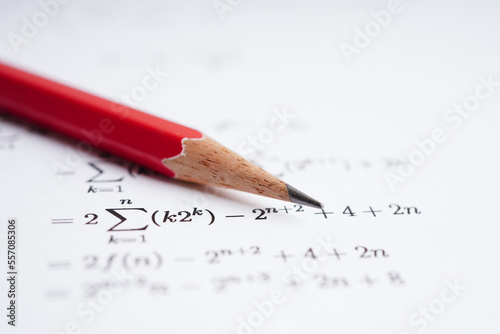 Schilderij op canvas Pencil on mathematic formula exercise test paper in education school