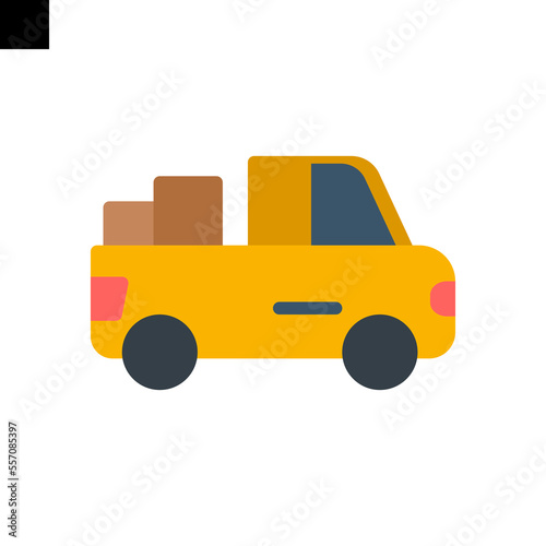 pickup truck icon flat style vector