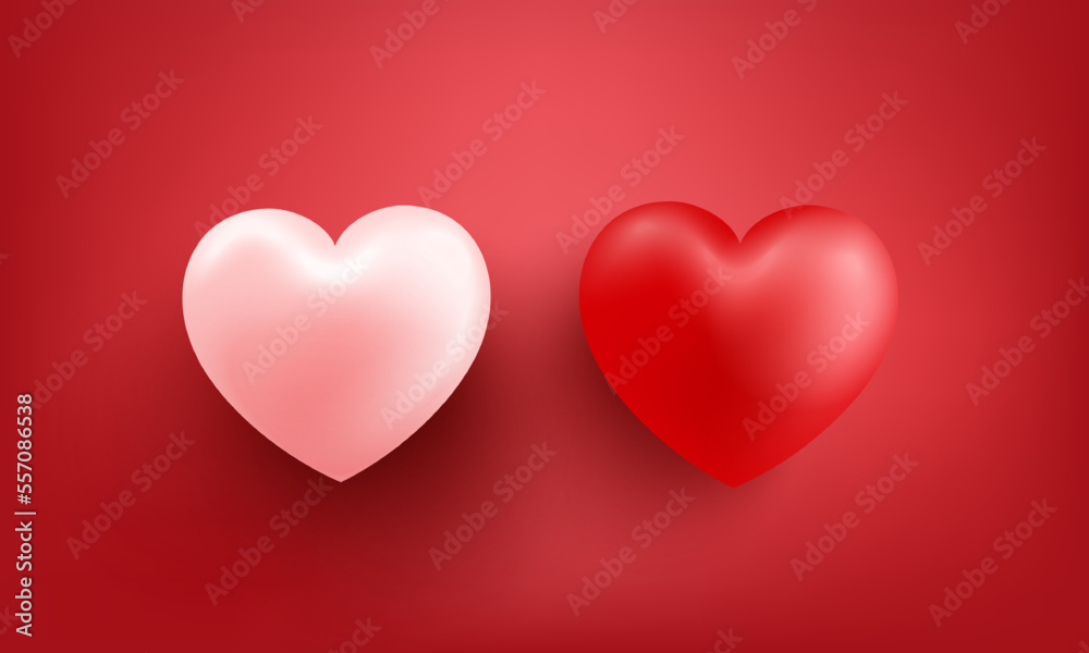 Realistic heart valentines day in red and white colors. Vector illustration.