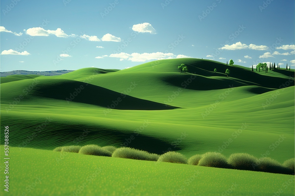 beautiful spring day green rolling hills