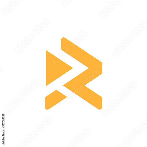 R play button logo design vector sign