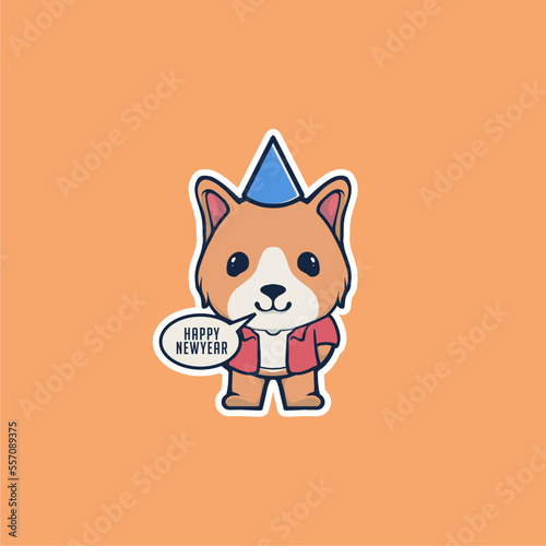 CUTE DOG NEWYEAR VECTOR