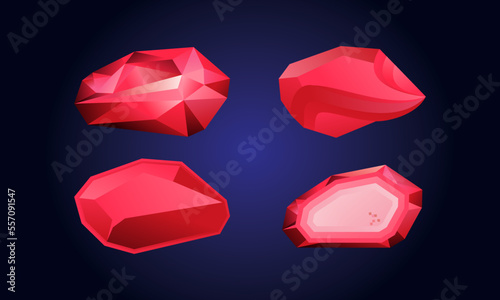 Red ruby diamond mogok swarovski vector illuatration icon voxel 3d editable