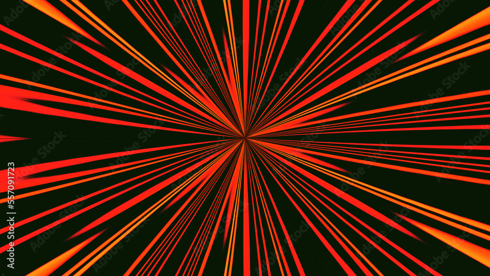 abstract red orange lines burst on a black background 3d illustration backdrop 