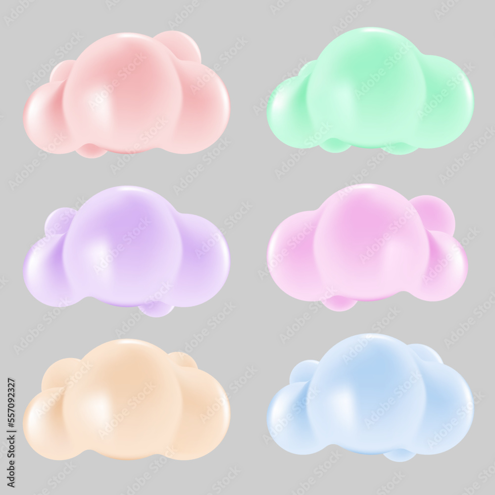 realistic fluppy cloud cartoon colorful cute