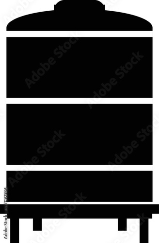 water tank on white background. Plastic black water tank storage sign. flat style.