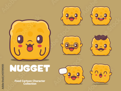 nugget cartoon. vector illustration with different expressions