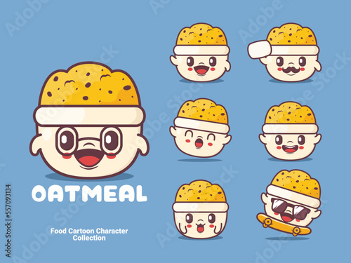 Oatmeal cartoon character food vector illustration