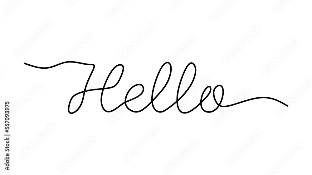 Hello greeting word oneline continuous editable line art