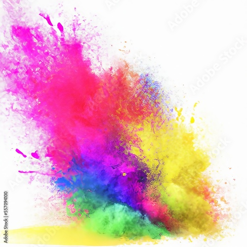 Bright  colorful powder explosion on white background. Generative AI