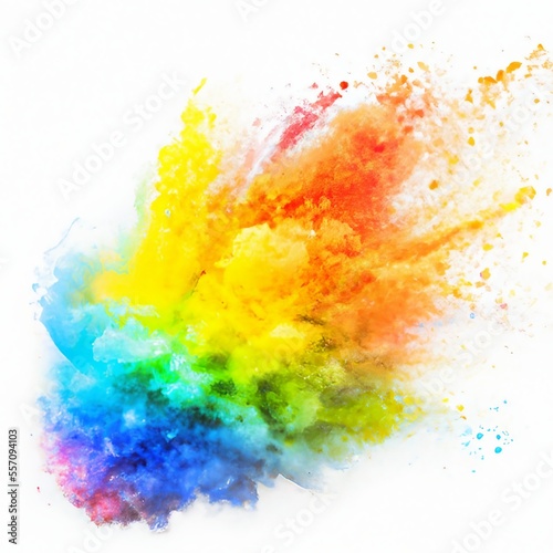 Bright  colorful powder explosion on white background. Generative AI