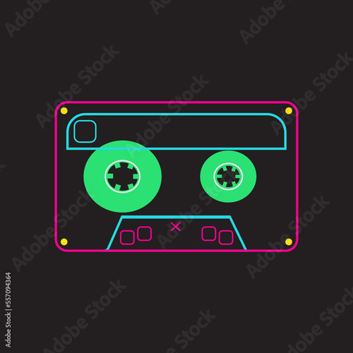 colored and transparent tape cassette, vector logo icon