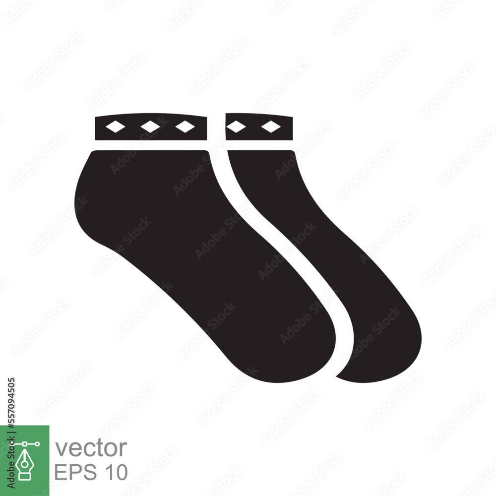 Socks icon. Simple solid style. Wear, black, warm sock, cotton, wool, winter, fashion concept. Glyph vector illustration design isolated on white background. EPS 10. Socks icon. Simple solid style. Wear, black, warm sock, cotton, wool, winter, fashion concept. Glyph vector illustration design isolated on white background. EPS 10.