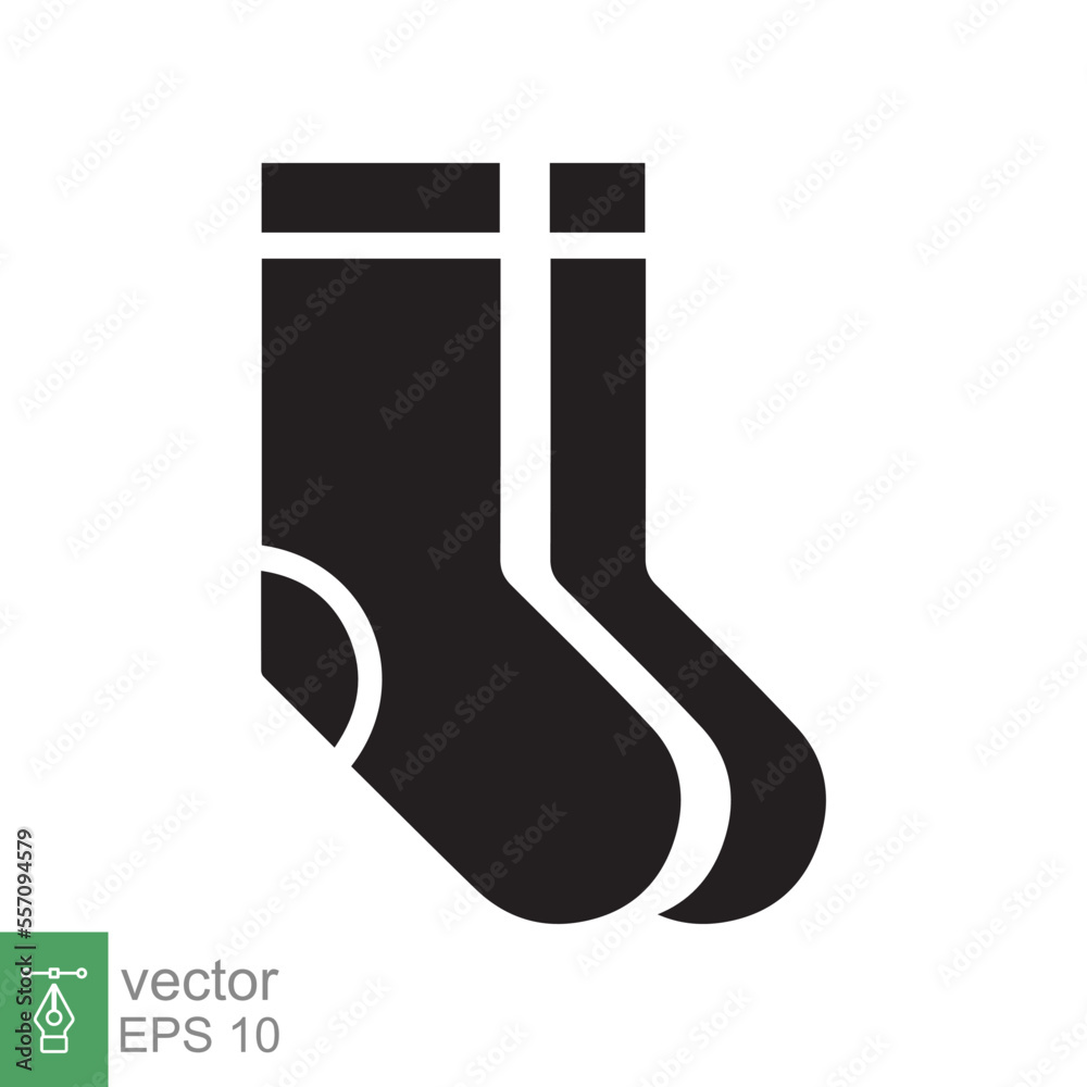 Socks icon. Simple solid style. Wear, black, warm sock, cotton, wool, winter, fashion concept. Glyph vector illustration design isolated on white background. EPS 10. Socks icon. Simple solid style. Wear, black, warm sock, cotton, wool, winter, fashion concept. Glyph vector illustration design isolated on white background. EPS 10.