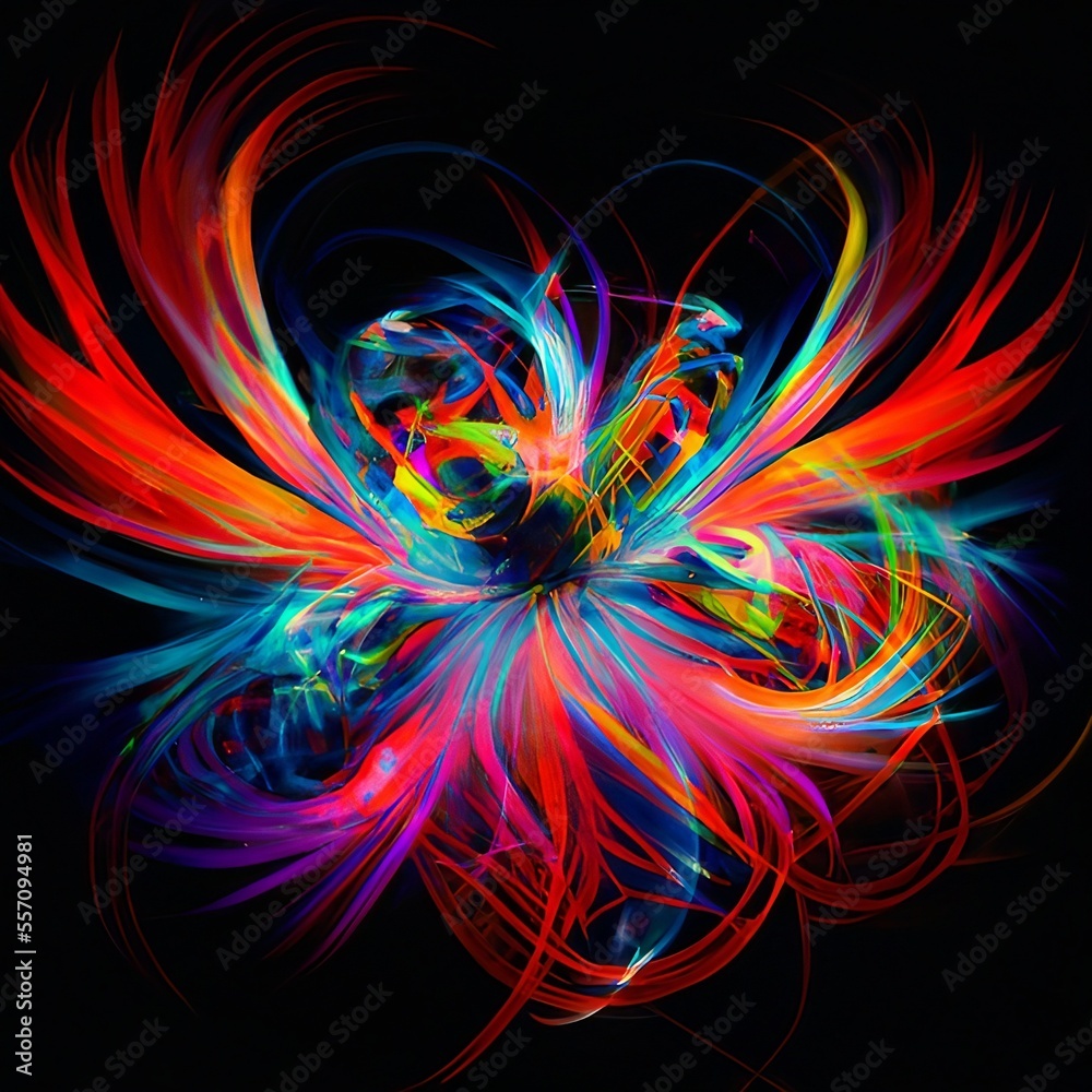 Colorful abstract background paint splash, vibrant modern fluid art texture on black background. Generative AI Colorful abstract background paint splash, vibrant modern fluid art texture on black background. Generative AI
