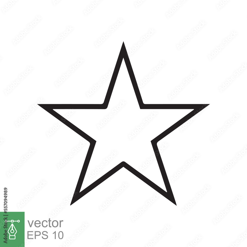 Star icon. Simple outline style. Black star, silhouette, favorite, rating star emblem shape, favourite concept. Thin line vector illustration design isolated on white background. EPS 10.