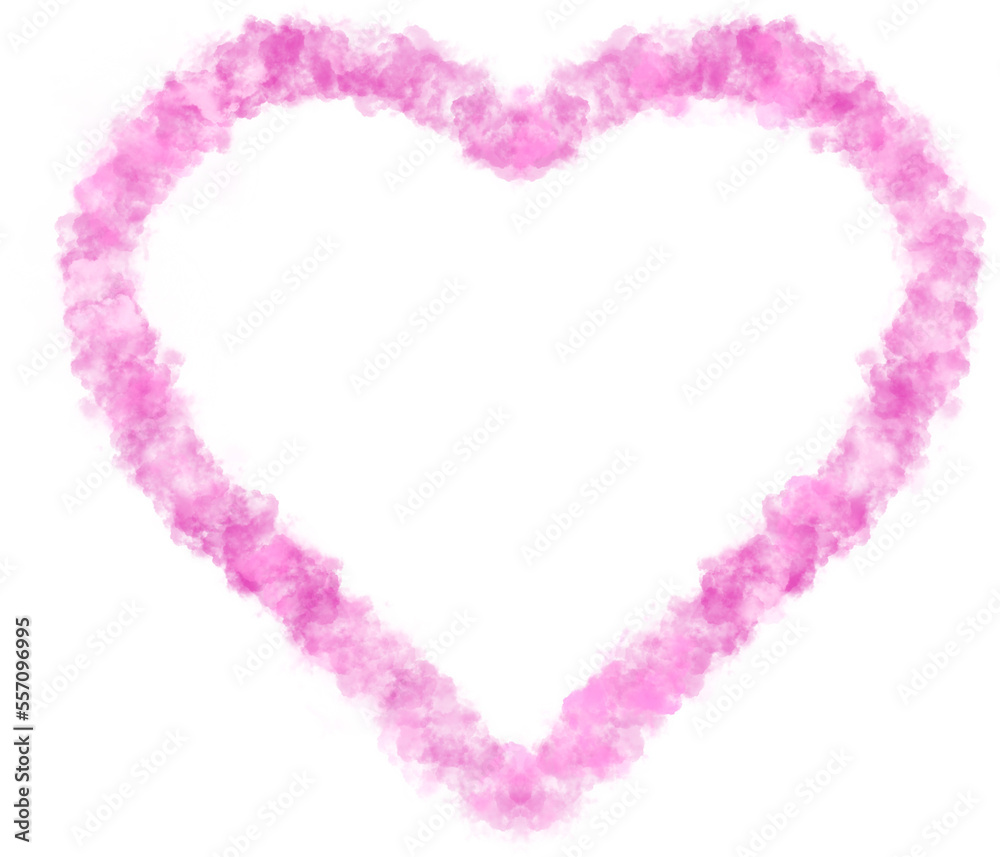 illustration of a pink heart frame made of clouds