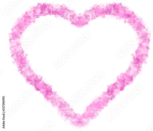 illustration of a pink heart frame made of clouds