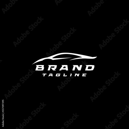Silhouette of a Sport Car with Elegant and Sporty Curved Lines. Sport Car Silhouette Logo Design.